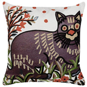 Cuscino decorativo multicolore in cotone 50 x 50 cm motivo gatto ricamato a mano sfoderabile imbottito in stile boho