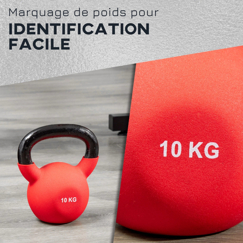 Kettlebell 10 kg ¨C zephmum ¨C metallo rosso e nero 19x12x22 cm
