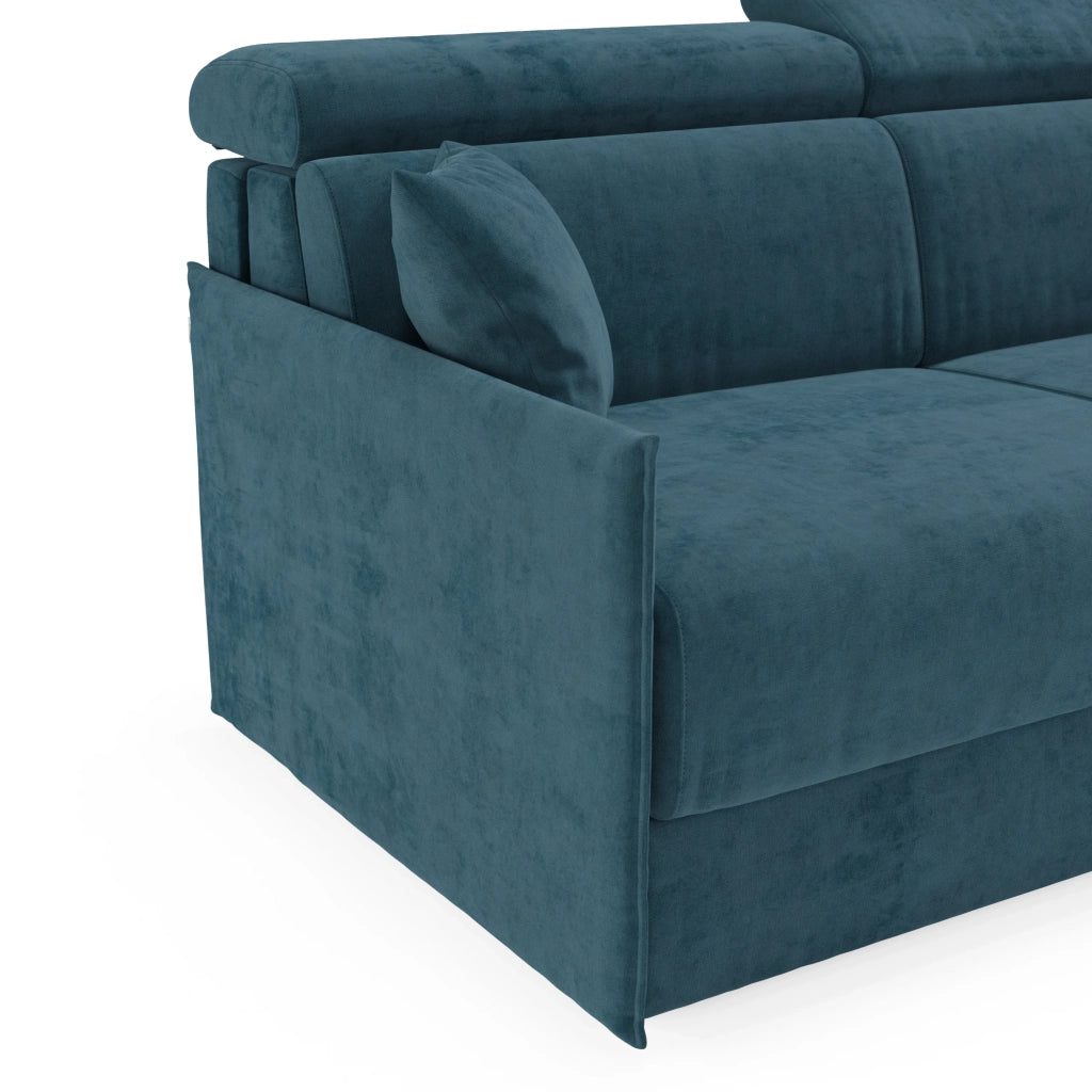 Miryam Divano letto con poggiatesta reclinabili e comfort maxi - design compatto in morbido tessuto smacchiabile T31 149 cm petrolio