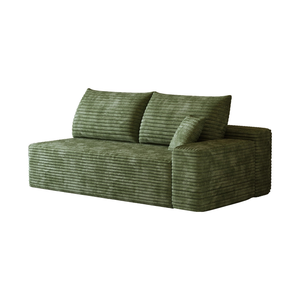 DIVANO con chaise longue reversibile in tessuto verde