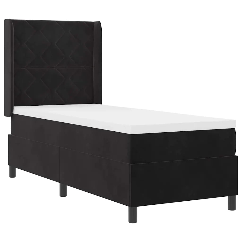 Letto a molle con materasso Nero 80 x 200 cm Velluto 3342034