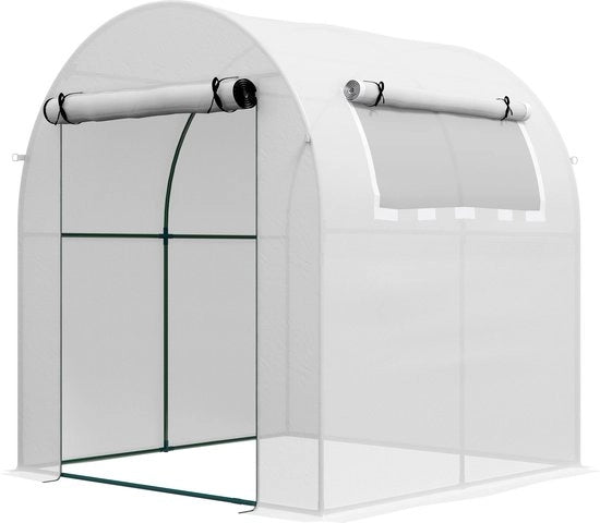 Cassa di crescita - 180 x 180 x 200 - Porta rotante con vetrata in metallo - Bianco - Fissaggio a rotella