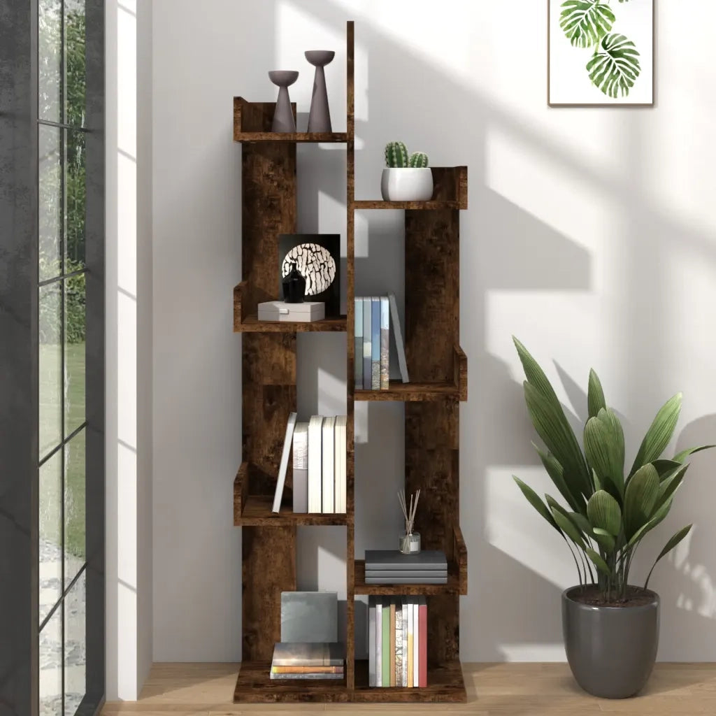 Libreria-Scaffale per Libri-Mobile di Stoccaggio 48x25x140 cm Rovere Fumo in Legno Multistrato