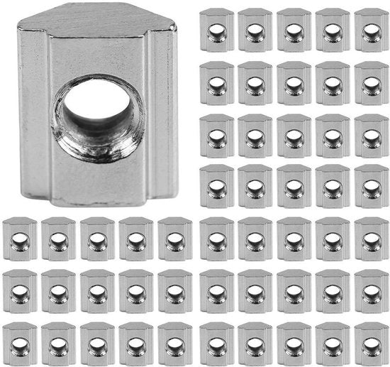 T-moeren in acciaio carboceramico per accessori di profilo in alluminio, 50 pezzi (EU20-M5)
