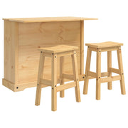 Set isola da cucina con porta 3 pcs Cera di Miele Pino Massello