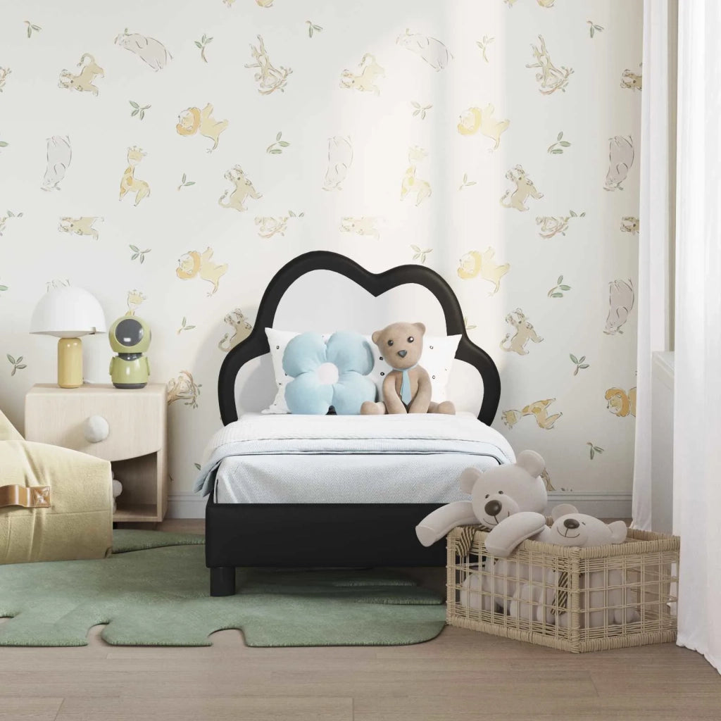 Struttura letto per bambini con testata-Giroletto per bambini Nero 70 x 140 cm PU