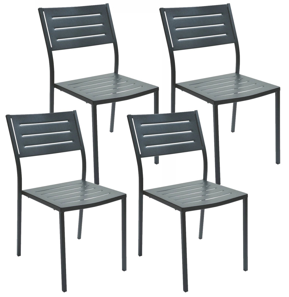 Set 4 Sedie da Giardino 46x58x84 cm in Acciaio RD Italia Dorio Antracite