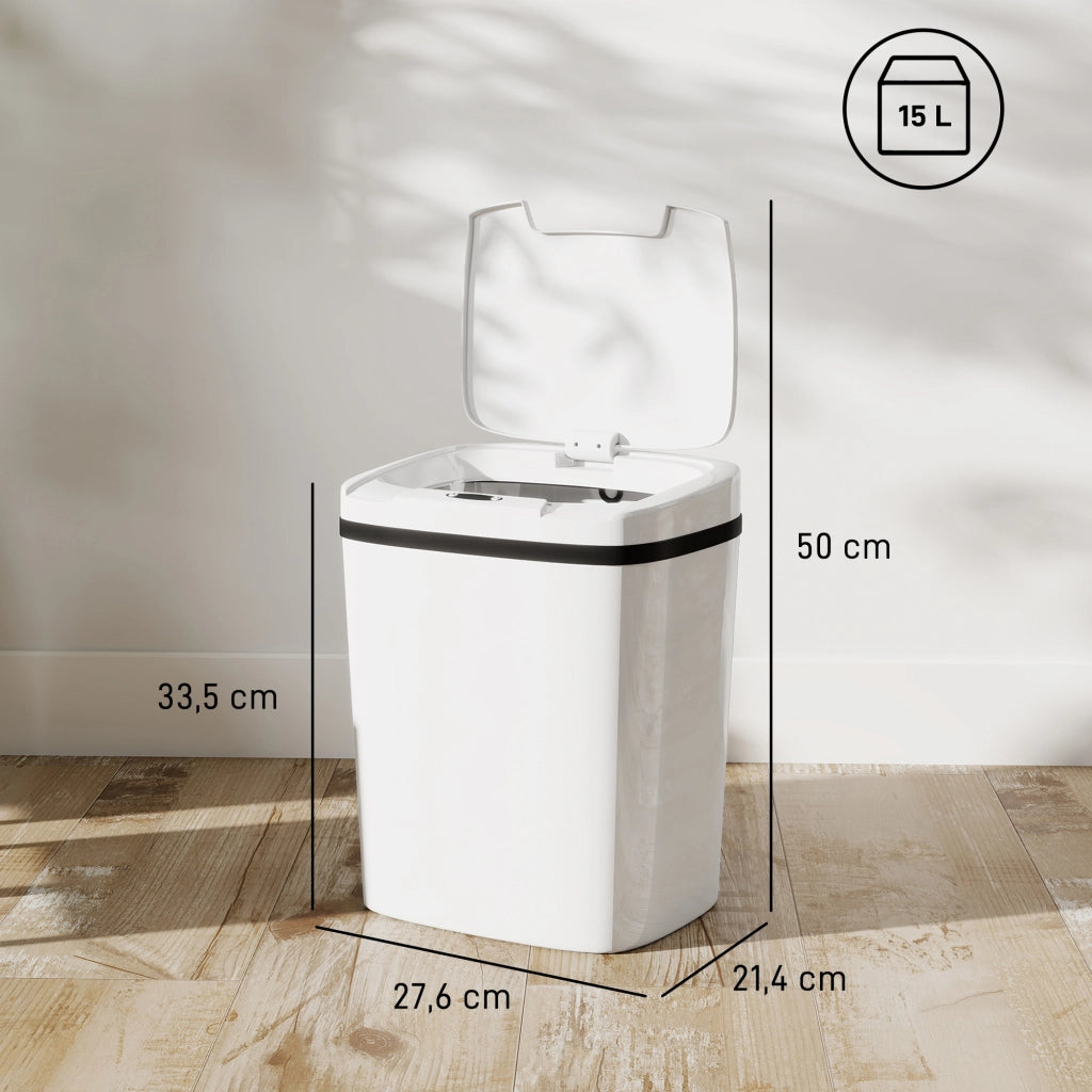Cestino Automatico per Cucina 15L con Sensore Infrarosso ¨C zephmum ¨C Bianco