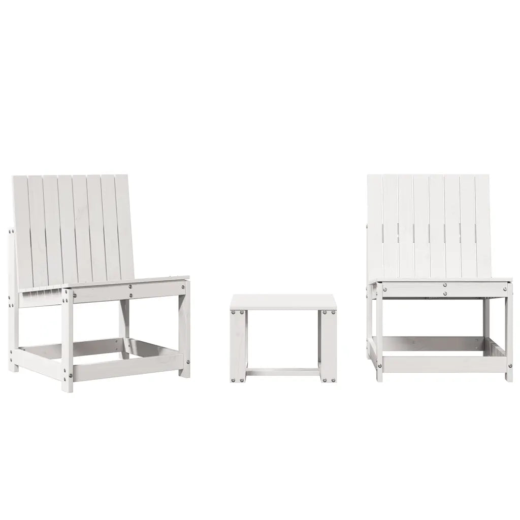 Set Salotto da Giardino 3 pz | Set di Mobili da Esterno Bianco in Legno Massello di Pino
