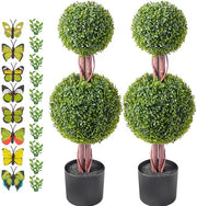 48 Pollici Artificiale Buxus Vormboom, 2-Delicato. Disegno a Doppio Ballo con Foglie Extra, Vaso e Piccola Decorazione. Resistente ai Raggi UV per Decorazione Interna ed Esterna.