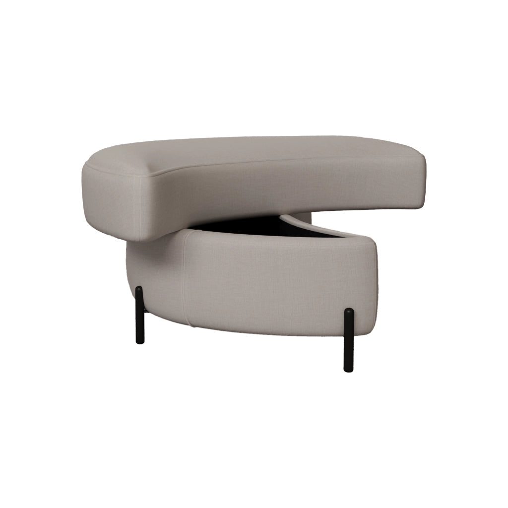 Pouf Poggiapiedi con Vassoio ¨C MINIMAL ¨C Tessuto Chenille, Beige