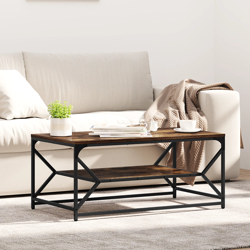 Tavolino da CaffÃ¨ con Ripiano Rovere Affumicato 90x50x40 cm Legno Truciolare