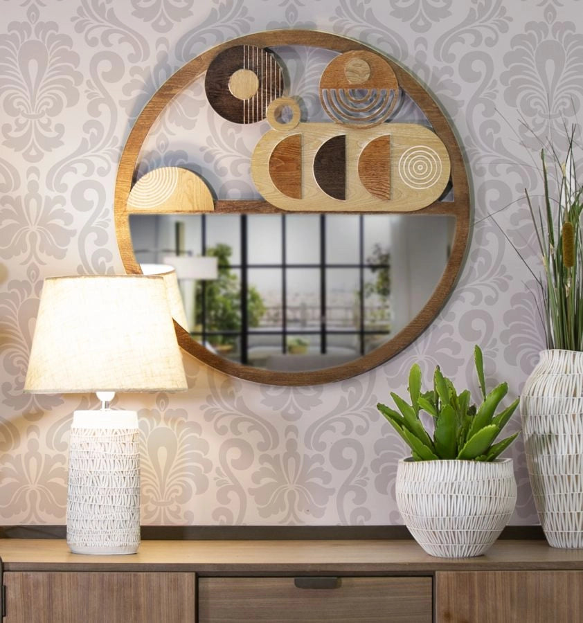 Specchio da Muro Block 80x3x80 cm in MDF e Specchio Multicolor