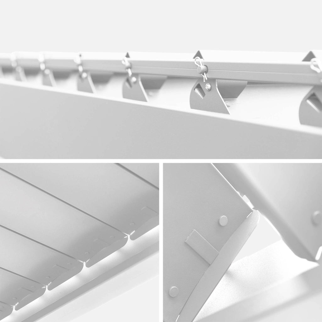 Pergola bioclimatica 3x4m in alluminio + pannello verticale 4m, bianco