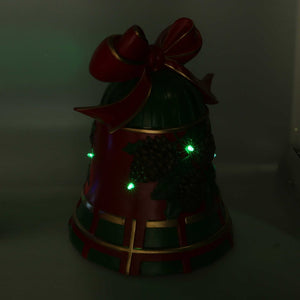 Campana resina pigne rosso e verde con led cm 25x24xh33