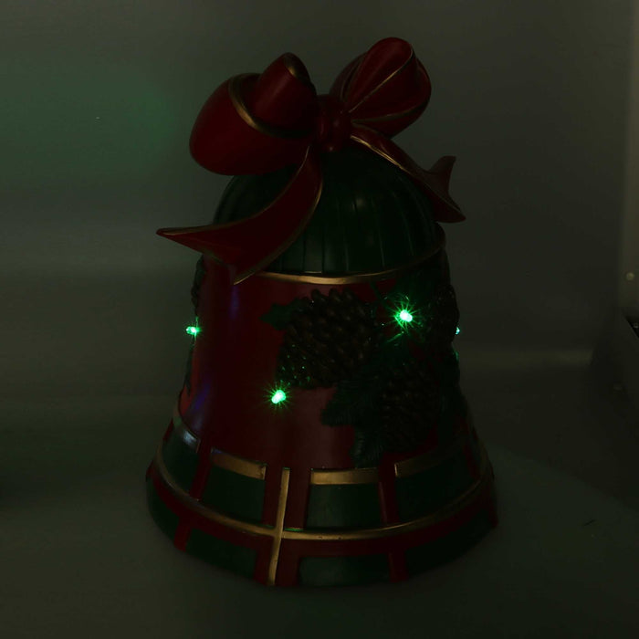 Campana resina pigne rosso e verde con led cm 25x24xh33