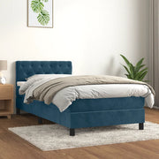 Giroletto a Molle con Materasso-Struttura Letto Blu Scuro 80x200 cm in Velluto 520153