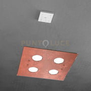 PATH SOSPENSIONE 4 LUCI QUADRA FOGLIA RAME 1141-S4-FR