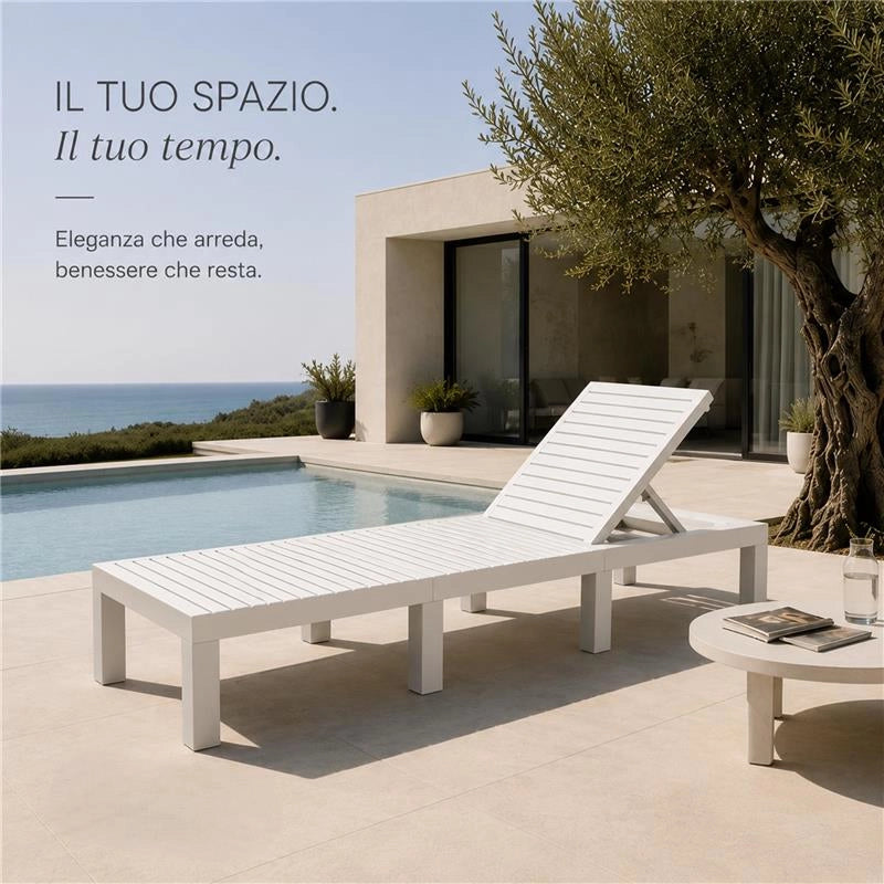 LETTINO SDRAIO PRENDISOLE IN RESINA HAITI BIANCO 195 X 65 X H78 CM