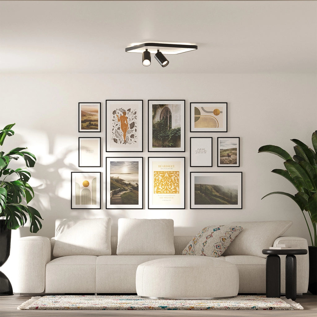 Plafoniera quadrata moderna nero/bianco LED CCT 36W Parma