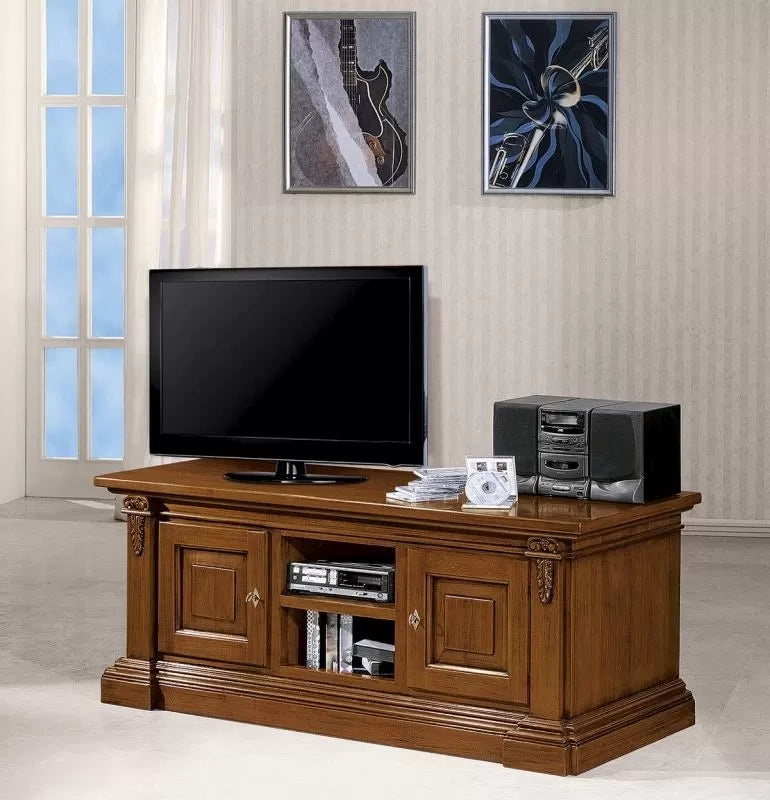 Porta tv in legno 2 porte arte povera tinta noce 158x60x62 (401) - Mobili 2G