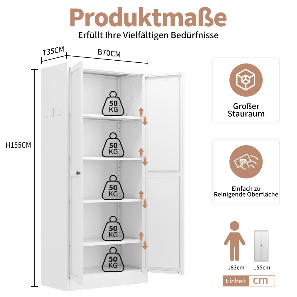 Mobile dispensa in metallo bianco per la cucina con 4 ripiani regolabili in altezza, robusto mobile per alimenti autoportante per cucina, dispensa e s