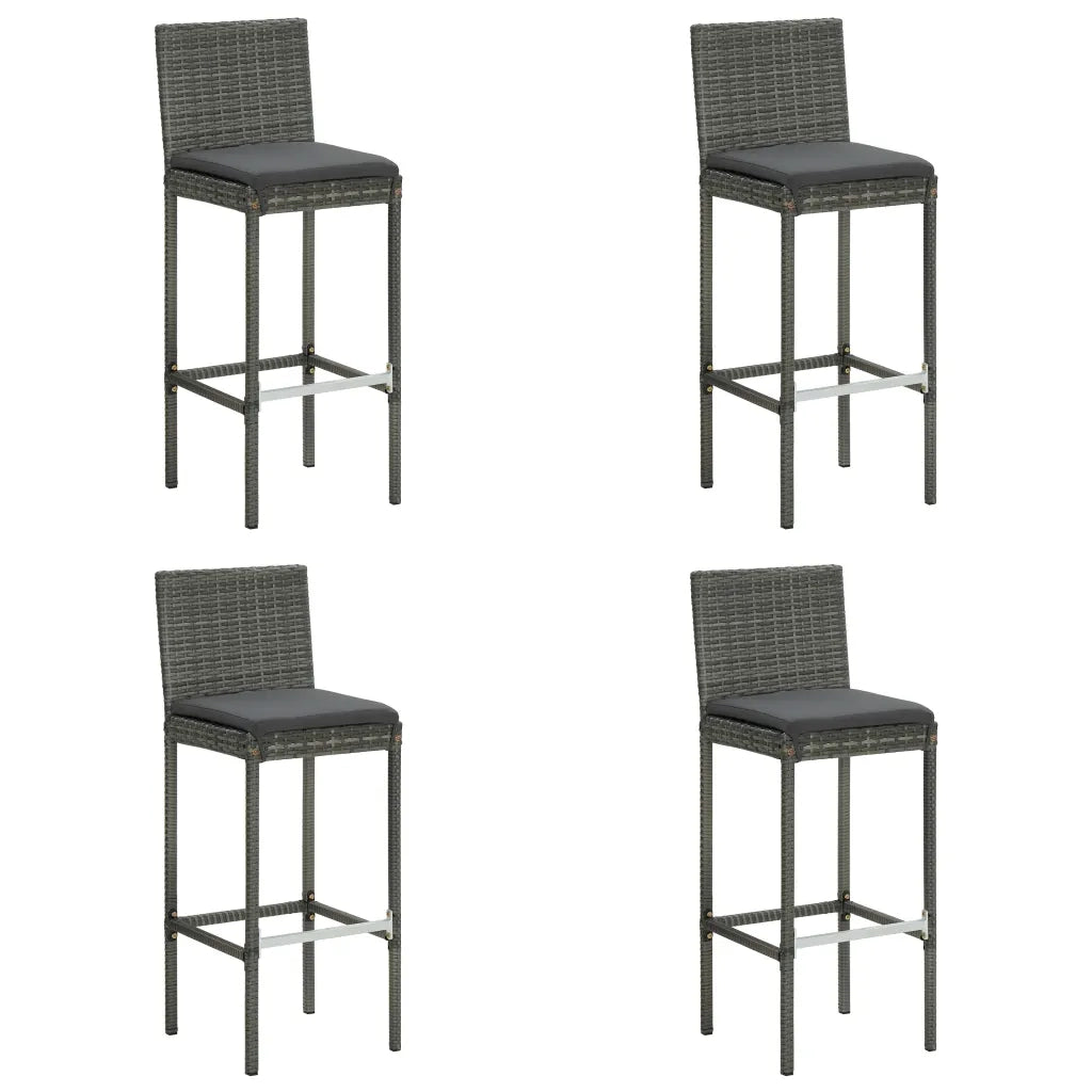 Set da Bar da Giardino 5 pz con Cuscini in Polyrattan Grigio cod mxl 37984