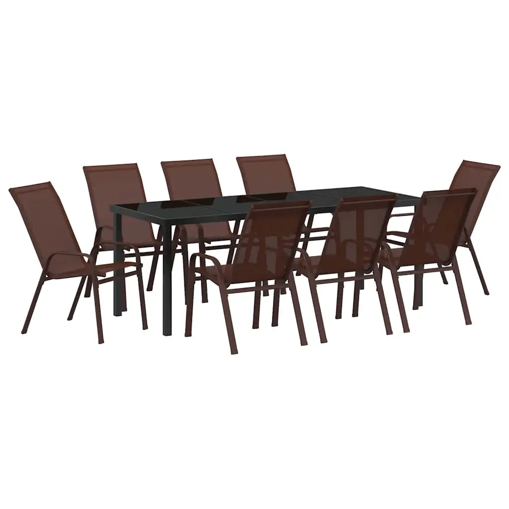 Set da Pranzo per Giardino 9 pcs Marrone e Nero 3379134