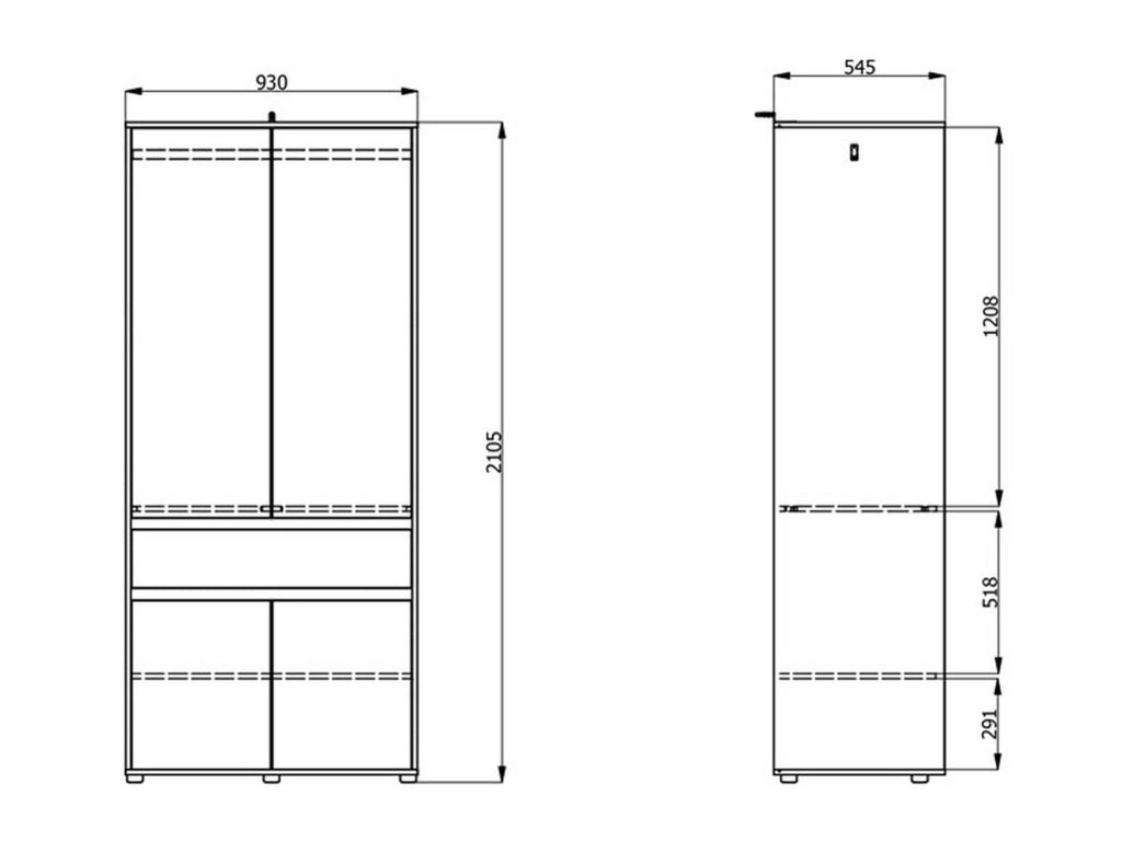 Armadio Camera da Letto Vimercati, Guardaroba Grande 3 Ripiani, 93x210.5h cm Marrone Rovere Nodi