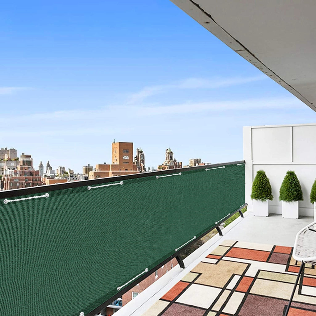 Telo Copribalcone Tinta Unita 90 x 500 Cm HDPE UV Frangivento Con Occhielli e 24 Metri Corda Schermo Privacy Terrazzo Frangivista Recinzione Copri Ringhiera Balconi Antipioggia - Verde