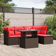 Set Divani da Giardino 6 pz con Cuscini Marrone in Polyrattan 3266554