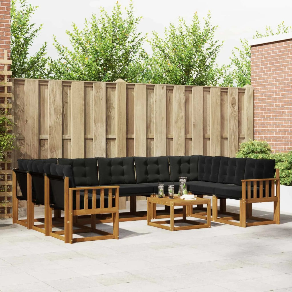 Set di divani da esterno con cuscino 10 pcs Naturale e Nero 3369071