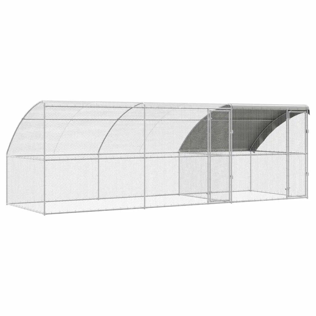 Gabbia per polli 3 pcs Argento 600 x 200 x 200 cm Acciaio e PE