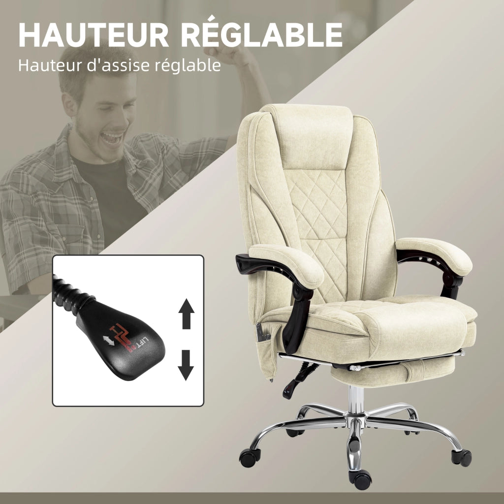Poltrona massaggiante elettrica per ufficio con schienale reclinabile e poggiapiedi ¨C zephmum ¨C Beige