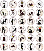 30 magneti per frigorifero per decorazione del frigorifero, magneti decorativi per whiteboard, tabella magnetica, magneti rotondi per ufficio (gatti neri)