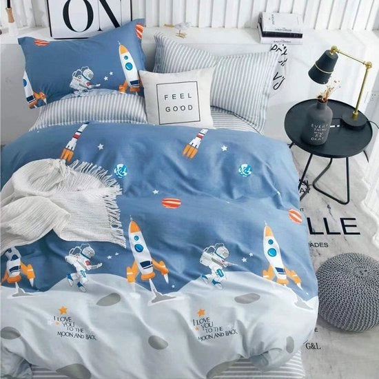 Tappeto da letto 135x200 cm Cotone 2 pezzi - Super morbido e respirante con chiusura a rilievo per bambini