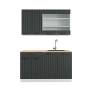 Cucina completa Fame-Line Antracite rustico/Bianco 140 cm, PL Rovere Vicco