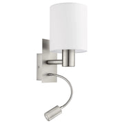 Applique Moderna Pasteri Acciaio Nichel Satinato Stoffa Bianco 1 Luce E27 Ip20