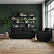 Set di Divani con Storage 2 pz Nero Poliestere 3429234