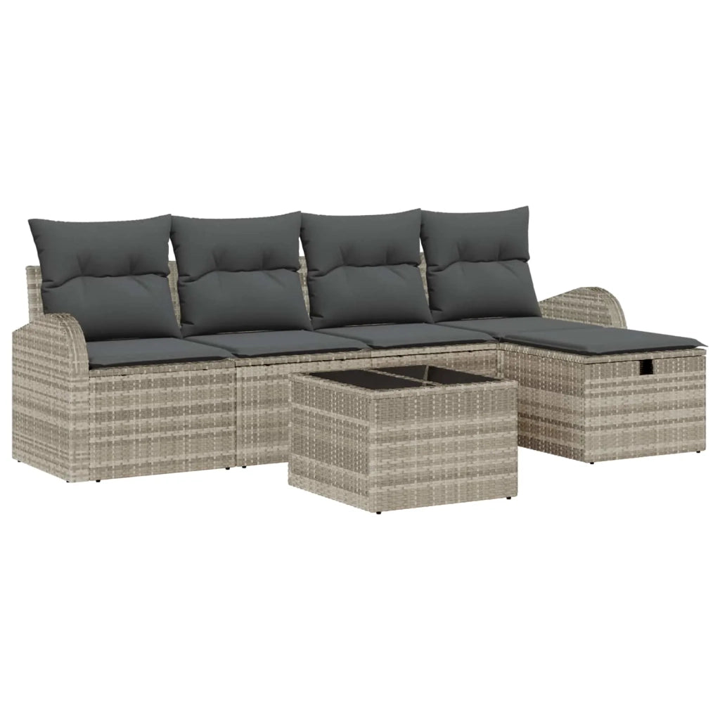 Set di divani con cuscino 6 pcs Grigio chiaro polyrattan 3359071