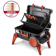 Wiha 44129 Valigetta Portautensili XXL III 52.5 Litri Polipropilene IP55 Ruote Extra Large Gambe Ripiegabili Colore Nero Rosso