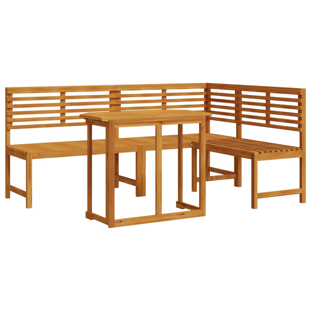 Set Bistro da Giardino in 3 Pezzi in Legno Massello di Acacia