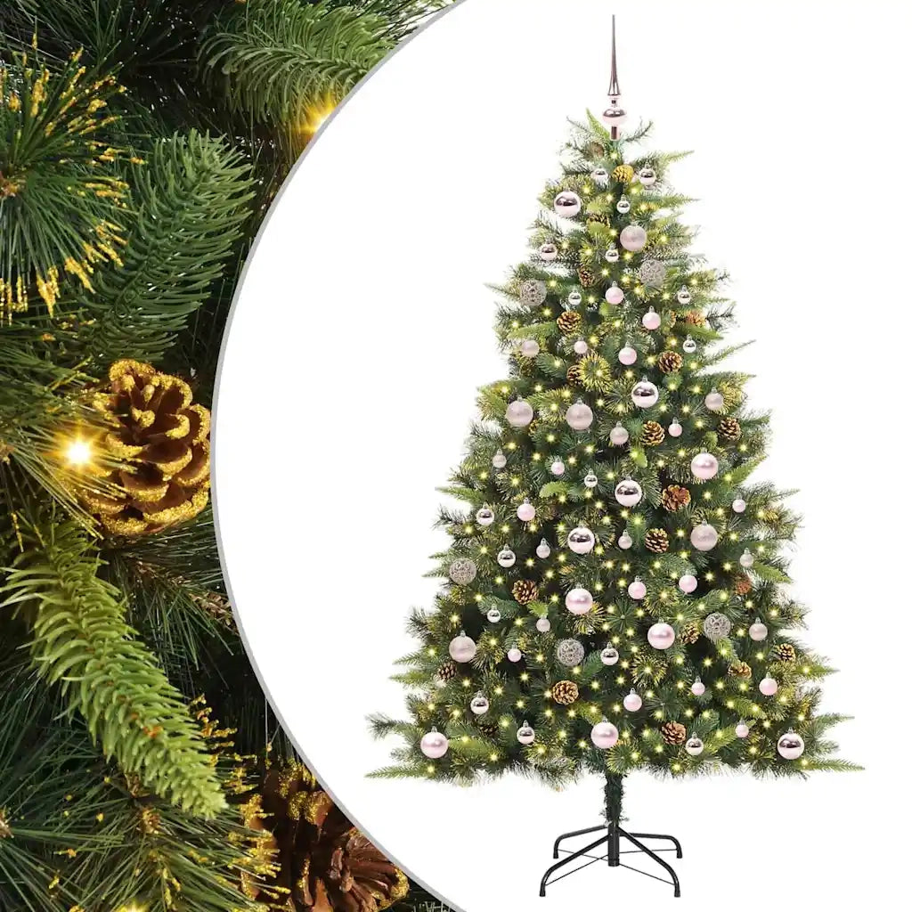 Albero di Natale artificiale pieghevole con coni Verde 180 cm 3395091