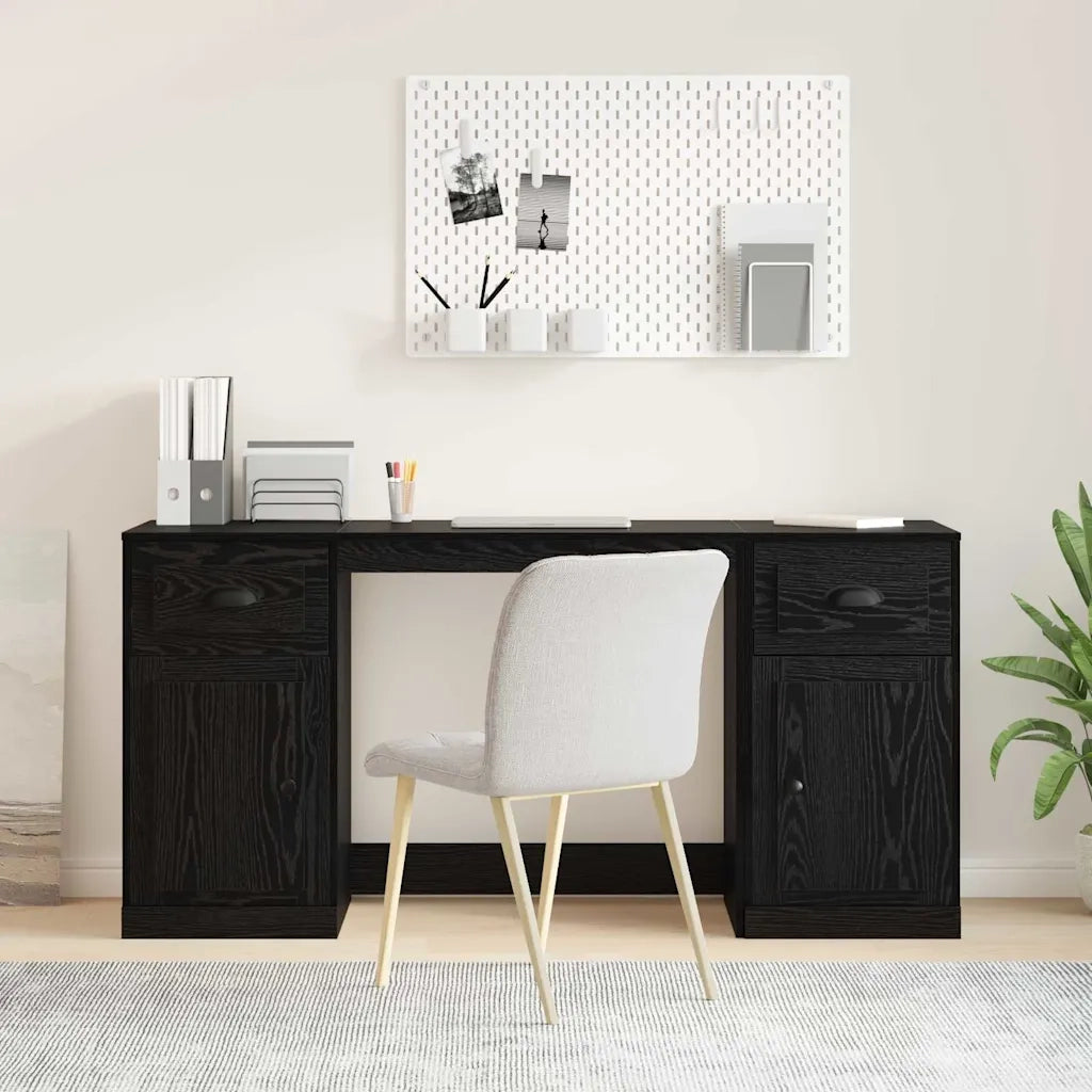 Scrivania | Tavolo da Ufficio con armadietto Rovere Nero 154,5 x 50 x 75 cm