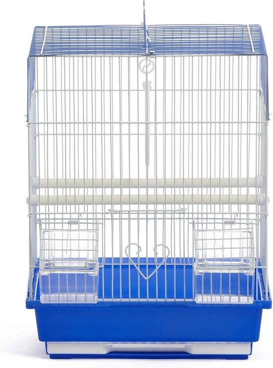 Casa per Piccoli Uccelli con Base in Plastica Blu - Piatto Piano - Piastra di Supporto Rimovibile - Adatto per Piccoli Uccelli