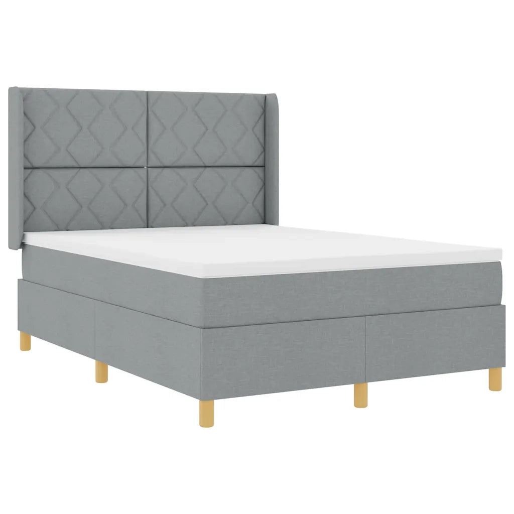 Letto a molle con materasso Grigio chiaro 140 x 190 cm Tessuto 3341889