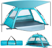 Tenda da campeggio con strumento per pulire le piastrelle per 2-4 persone con tenda a ombrello - Protezione UV UPF 50+ - Impermeabile - Blu