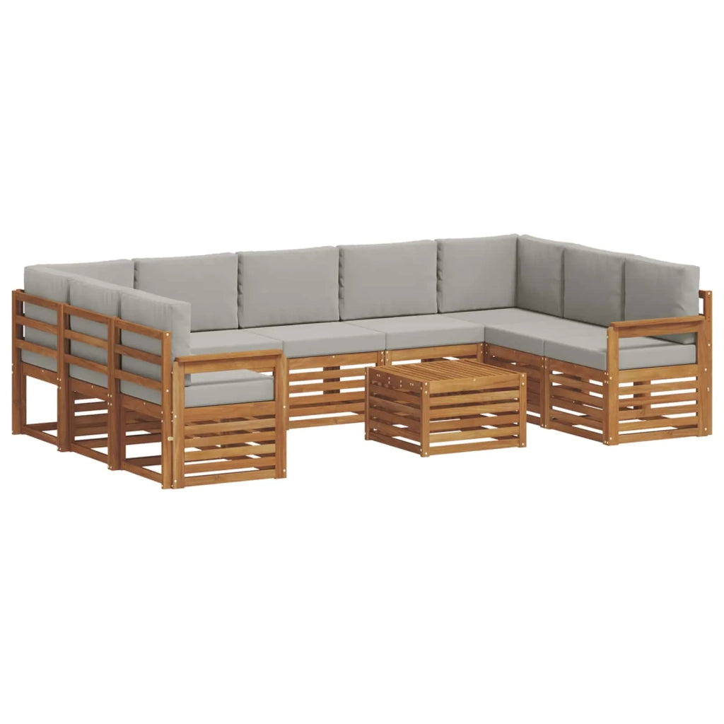Set divani con cuscino 10 pcs Grigio Naturale e Chiaro 3375506