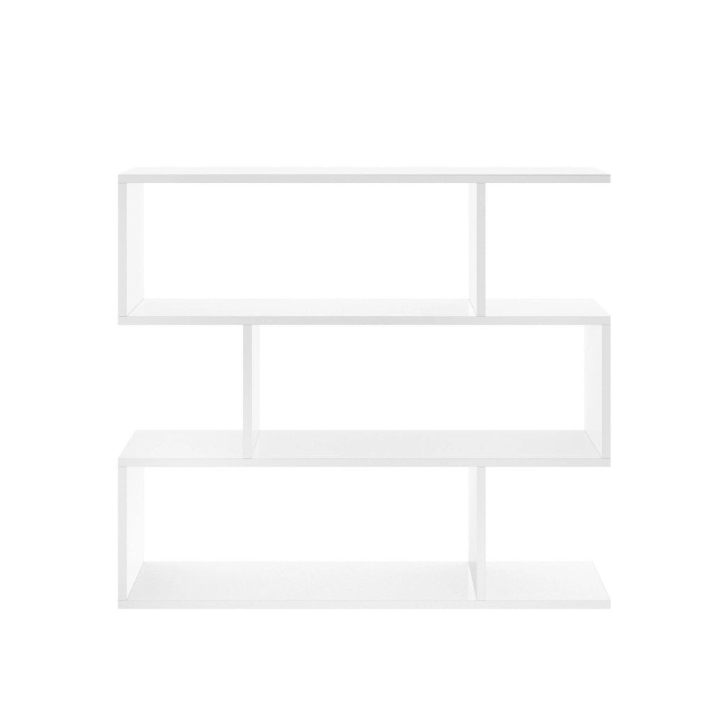 Libreria Acsidol, Scaffale da ufficio multiuso, Mobile biblioteca portalibri a 3 ripiani, 110x25h96 cm, Bianco