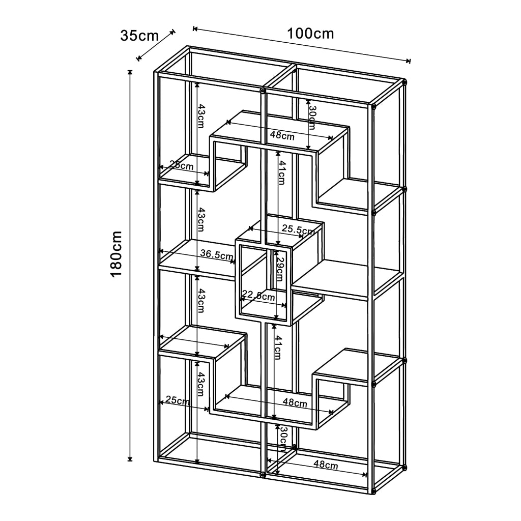 Scaffale dal design senza tempo per soggiorno/camera da letto mobile contenitore indipendente 180 x 100 x 35 cm nero 03_0011150